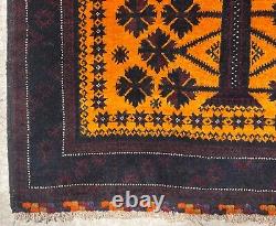 Hand Knotted Balouch Tribal Amber Burgundy Oriental Wool Area Rug 2'10 x 4'9