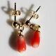 Handmade Gorgeous 14k Gf Antique Natural Red Ox Blood 8 Mm Coral Drop Earrings