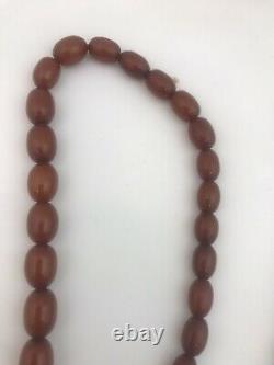 Huge Antique Cherry Amber Marbled Graduated Bead Necklace 98.7 Grammes
