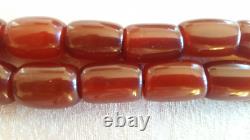 Huge Antique Faturan Bakelite Amber Beads Red Brown Cherry 6 Silver Coins Tassel