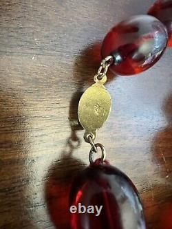 Huge Antique Vintage Cherry Amber Bakelite Necklace 65 Grams