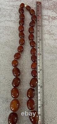 Huge Vintage Art Deco Cherry Amber Faturan Bakelite Beads Necklace 66 + Grams