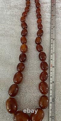 Huge Vintage Art Deco Cherry Amber Faturan Bakelite Beads Necklace 66 + Grams
