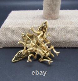 Joan Rivers Large Crystal Enamel Fiigree Antiqued Bumble Bee Pin Brooch Nib