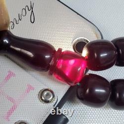 Kahraman Antique German cherry amber Bakelite faturan Prayer Beads damar 63 gram