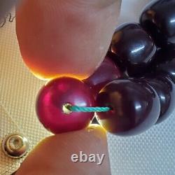Kahraman Antique German cherry amber Bakelite faturan Prayer Beads damar 63 gram