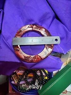 Large AMBER Bangle. Cherry Red with Swearls of White. Very unusual