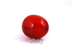 Large Antique Marbled Cherry Amber Bakelite Bead Ovoid 35g