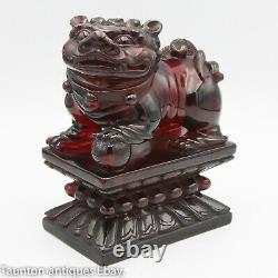 Large antique 1920's cherry amber Bakelite foo dogs ornament Chinese base 1016g