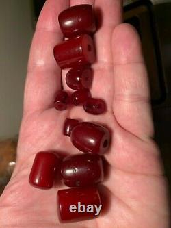 Lot Antique Cherry Amber Bakelite Faturan Kehribar Beads 7 Beads Please Read
