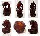 Lot Of 6 Antique Carved Red Amber Bakelite Oriental Dragon Figurines
