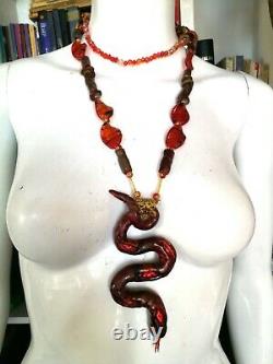Luxury jewelry necklace vintage style pendant woman locket beaded layered snake