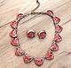 Matisse Renoir Speckled Red Enamel Layered Copper Necklace And Earrings