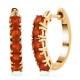 Mexican Cherry Fire Opal Hoop Earrings In Sterling Silver, Hoop Earring Gift Her