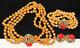 Miriam Haskell Signed Set 1950's Gilt Red Orange Glass R/s 3pc Parure A17