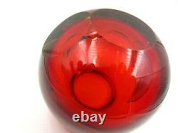 Murano situp art glass sculptural ball bowl red amber sommerso Poli Seguso era