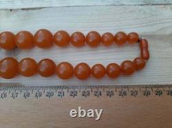 Natural Amber Cherry Necklace Baltic Antique Yellow Beads 110.6gr Very Old RARE