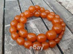 Natural Amber Cherry Necklace Baltic Antique Yellow Beads 85gr Very Old RARE Use