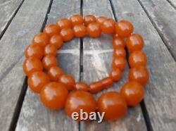 Natural Amber Cherry Necklace Baltic Antique Yellow Beads 85gr Very Old RARE Use