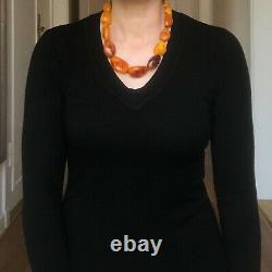 Natural Amber necklace antique from Denmark baltic amber egg yolk 1950s 78G