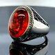 Natural Red Amber Silver Statement Ring Boho Ring 925 Sterling Handmade Ring