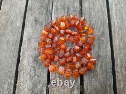 Necklace Baltic Antique Yellow Beads 40.1gr Very Old RARE Natural Amber Cherry