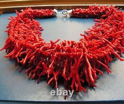 Necklace Genuine untreated red coral branches from Italy, dark oxblood red