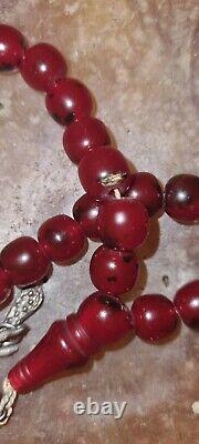 OLD OLD Cherry Red AMBER PREYERS BEADS