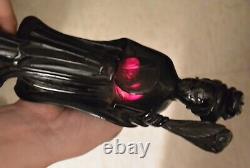 Old Chinese Dark Cherry Amber Bakelite Faturan Carved Carving Lady Figure 247G