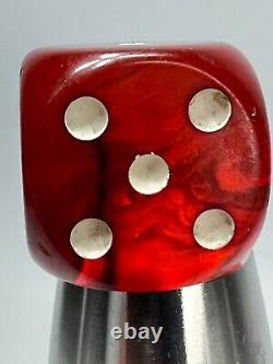 Pair Antique Big Casino Dice Red Cherry Amber Bakelite Faturan 22gr. 22mm