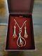 Past Times Vintage Art Nouveau Lily Amber Sterling Silver Earring Necklace Set