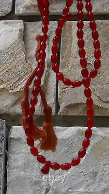 Perfect Antique Ottoman Cherry Amber Bakelite-faturah Prayer Beads 102 Beads 40g