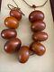 Precious Antique Necklace -huge Mauritanian Amber Resin Beads Circumference 4.5