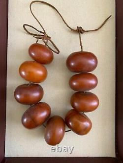 Precious Antique Necklace HUGE Mauritanian Amber Resin Beads diameter 4.5