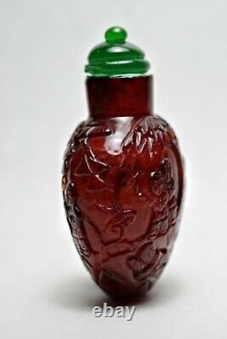 Qing Dynasty Amber character Snuff Bottle