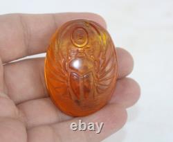 RARE ANCIENT EGYPTIAN ANTIQUE Fly Scarab Scorpion Amber Pendant Necklace (A+)