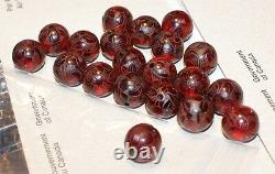 RARE ANTIQUE Carved Red CHERRY AMBER Bead bakelite vintage beads 20 total