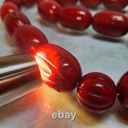 RARE Cherry Carved Opaque Bakelite String Beads Tasbih Jaap Amber Faturan 350g
