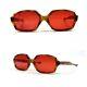 Red 50s France Sunglasses Mid-century Cat Eye Amber Candy Party Frame Nos