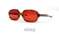 RED 50s FRANCE SUNGLASSES MID-CENTURY CAT EYE AMBER CANDY PARTY FRAME NOS