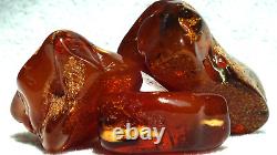 Rare Antique Amber 5 Stones Dark Cherry Red Colour Old Rare Pieces From Europe