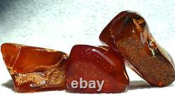 Rare Antique Amber 5 Stones Dark Cherry Red Colour Old Rare Pieces From Europe