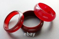 Rare Lot of 3 Vintage/Antique Red Cherry Amber Bakelite Bangles Bracelets