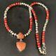 Red Apple Coral Pendant Navajo Pearls Sterling Silver Bead Necklace 21 13415