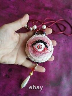 Red eye gothic jewelry amulet pendant charm bib necklace italian design talisman