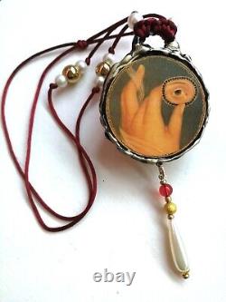 Red eye gothic jewelry amulet pendant charm bib necklace italian design talisman