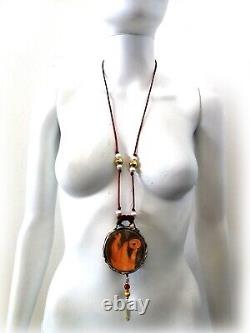 Red eye gothic jewelry amulet pendant charm bib necklace italian design talisman