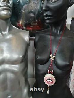 Red eye gothic jewelry amulet pendant charm bib necklace italian design talisman