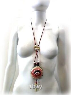 Red eye gothic jewelry amulet pendant charm bib necklace italian design talisman