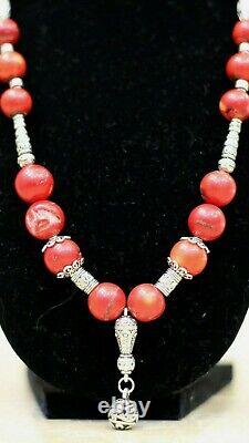 Red jade necklace Heavy beads Natural Yemen Pendant women Morrocan